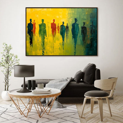 Emerald and Green Abstract Figurative Palette Knife Oil Painting – Gathering Light