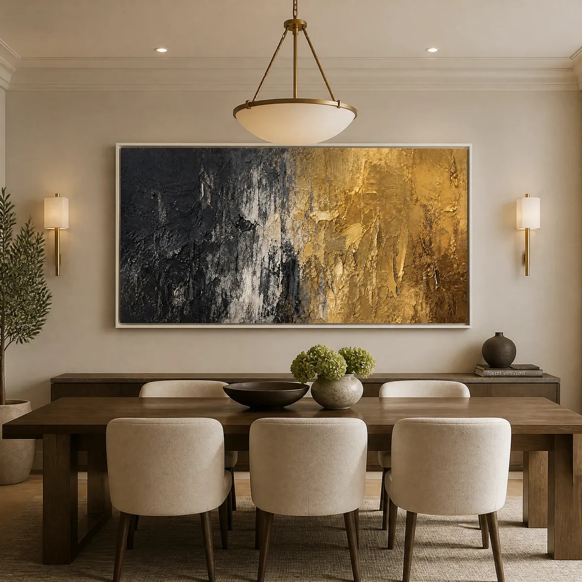 Gilded Night – Wabi-Sabi Abstract Oil Painting, view 5