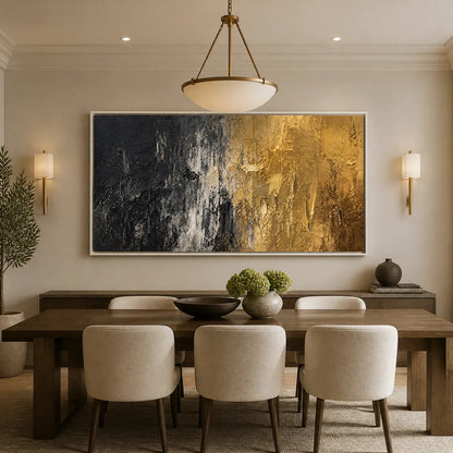 Gilded Night – Wabi-Sabi Abstract Oil Painting, view 5