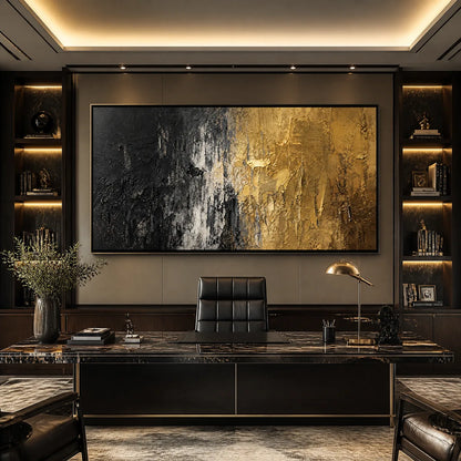 Gilded Night – Wabi-Sabi Abstract Oil Painting, view 4