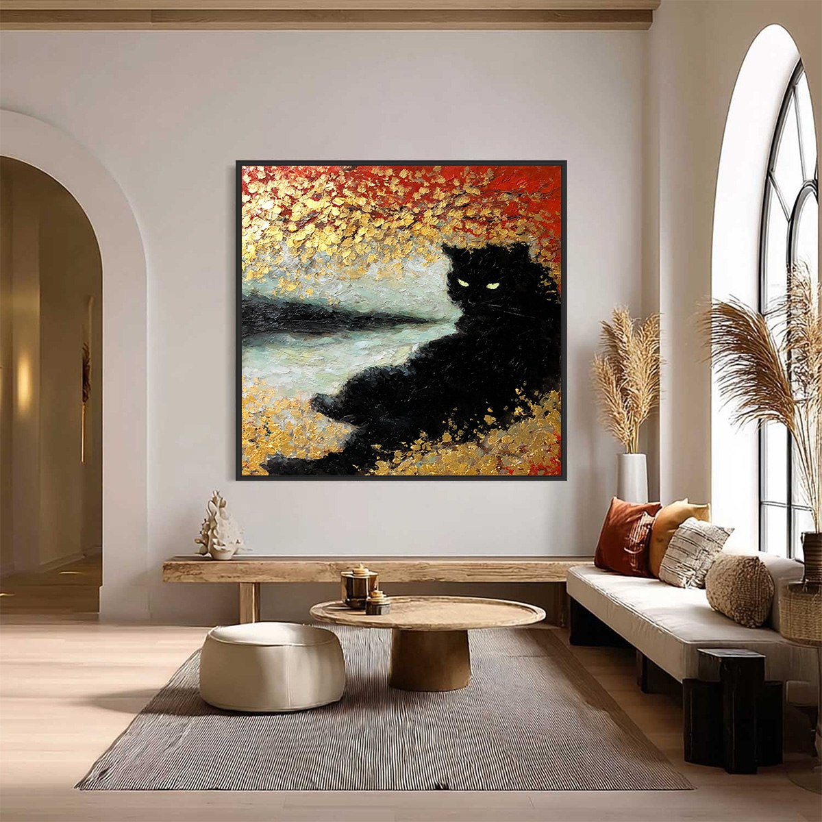 Golden Gaze – Cat Impasto Oil Painting, view 2