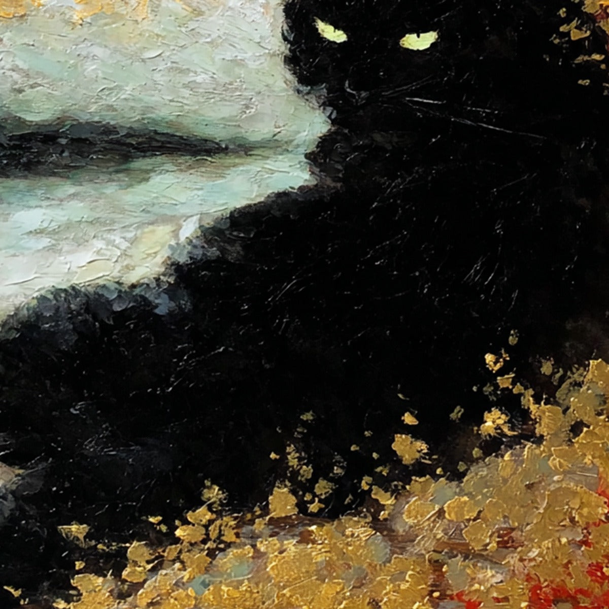 Golden Gaze – Cat Impasto Oil Painting, view 3