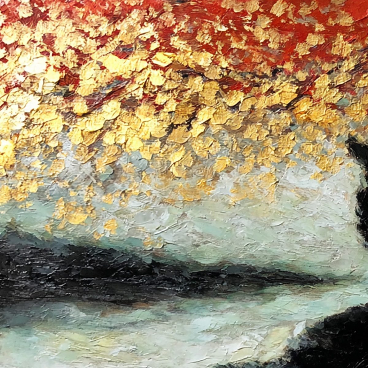 Golden Gaze – Cat Impasto Oil Painting, view 5