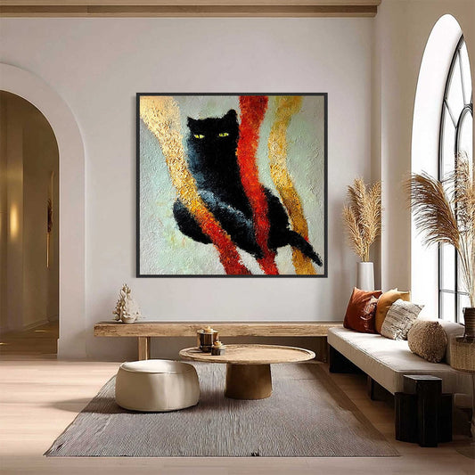 Golden Gaze – Cat Impasto Oil Painting, view 2