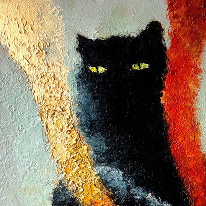 Golden Gaze – Cat Impasto Oil Painting, view 5