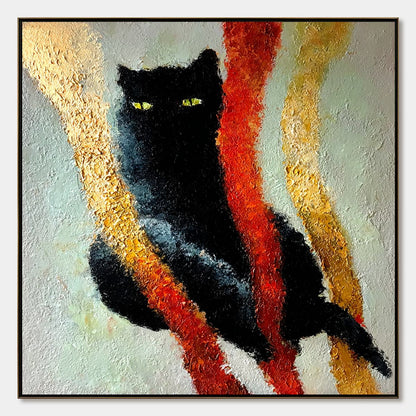 Golden Gaze – Cat Impasto Oil Painting, view 1