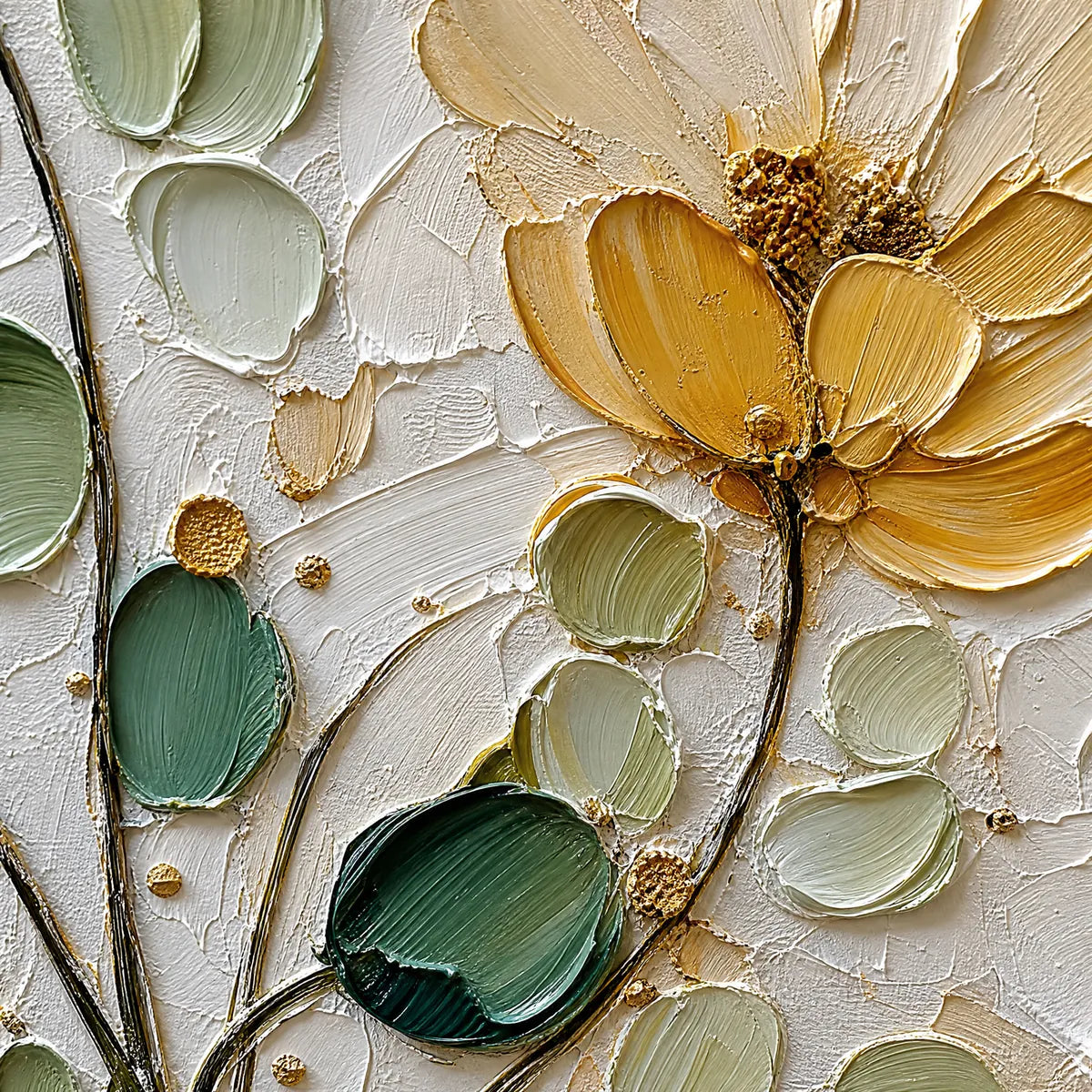 Golden Whisper – Floral Impasto Painting, view 3