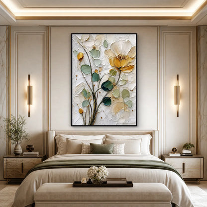 Golden Whisper – Floral Impasto Painting, view 4