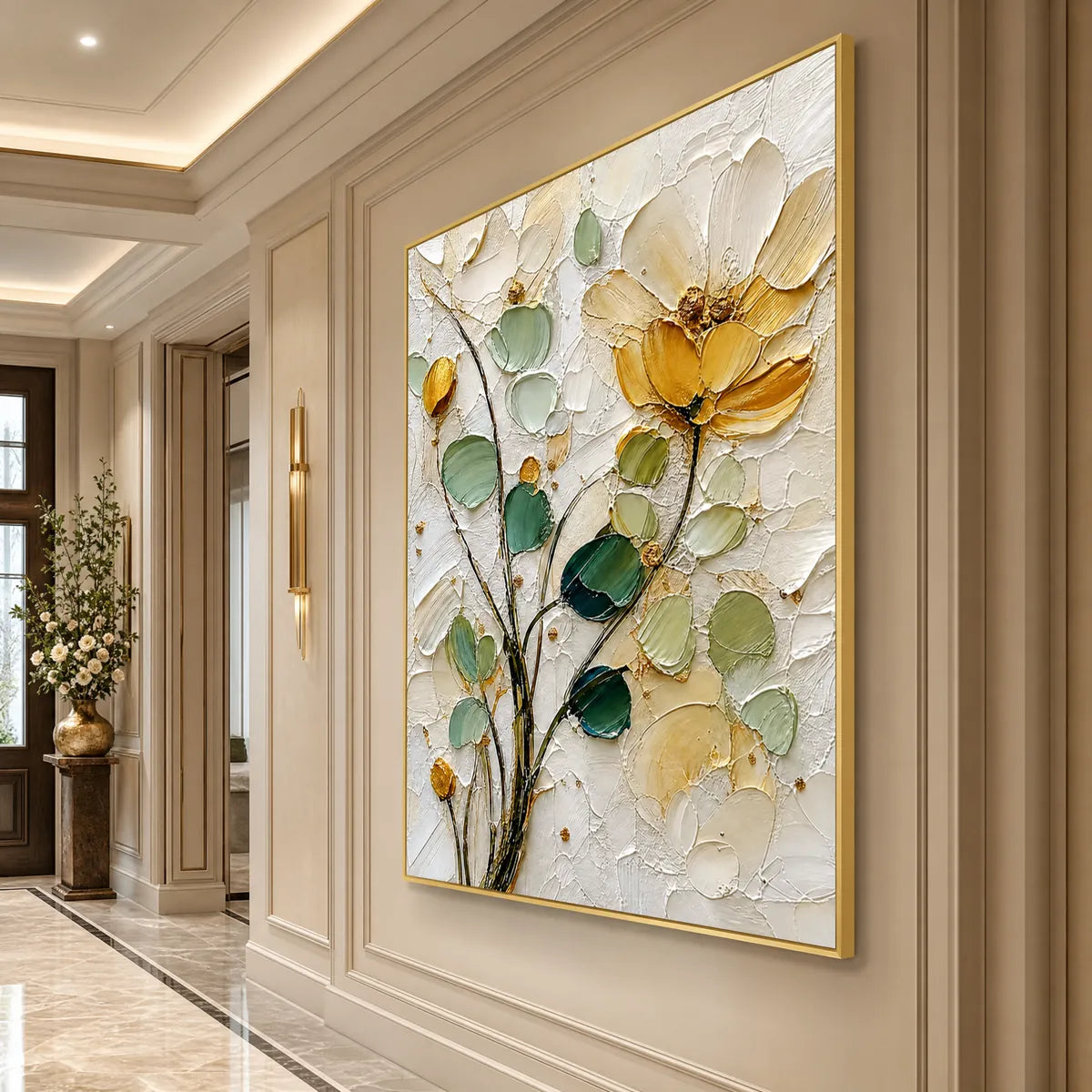 Golden Whisper – Floral Impasto Painting, view 5