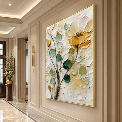 Golden Whisper – Floral Impasto Painting, view 5