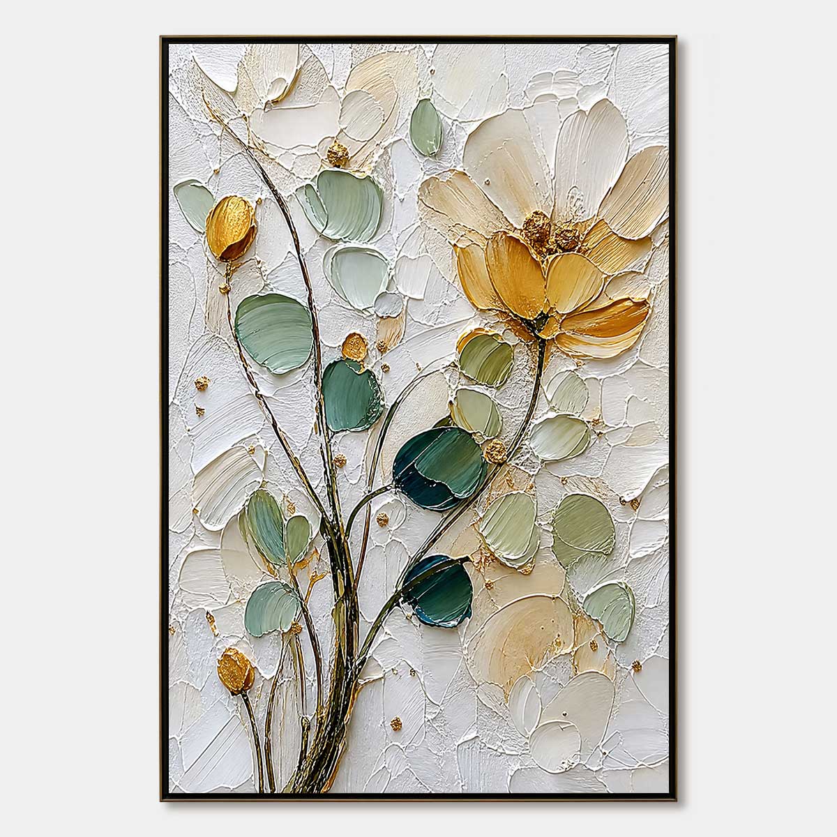Golden Whisper – Floral Impasto Painting, view 1