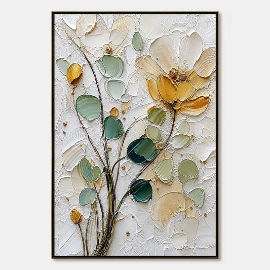 Golden Whisper – Floral Impasto Painting, view 1