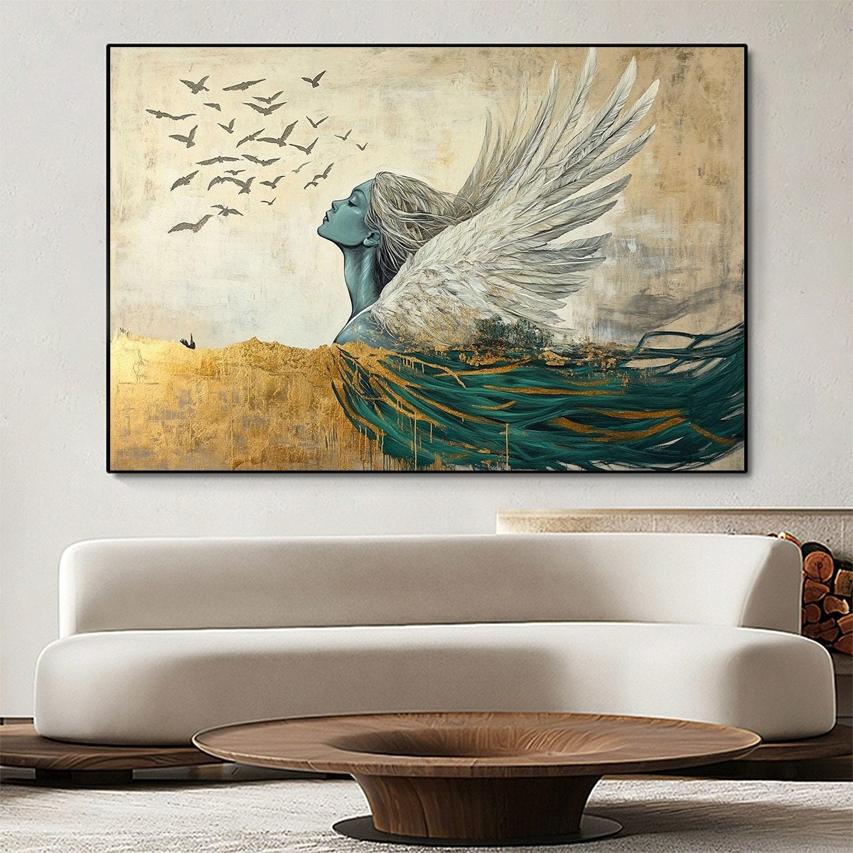 Golden Ascension – Figurative Oil Painting, view 2