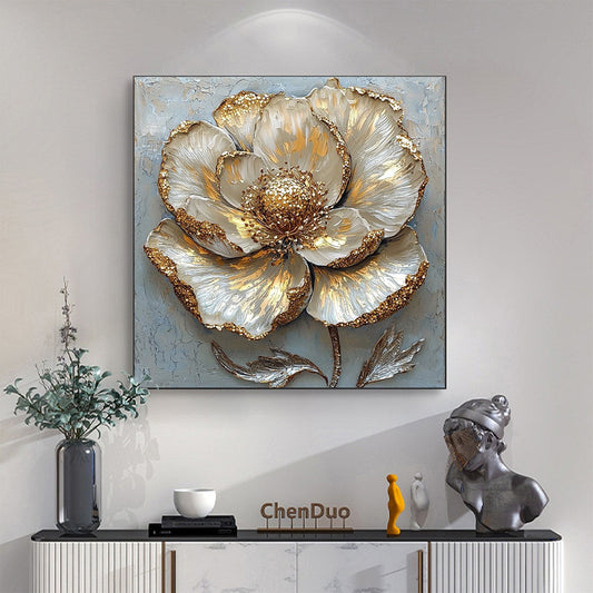 Golden Bloom – Floral Impasto Oil Painting, view 2