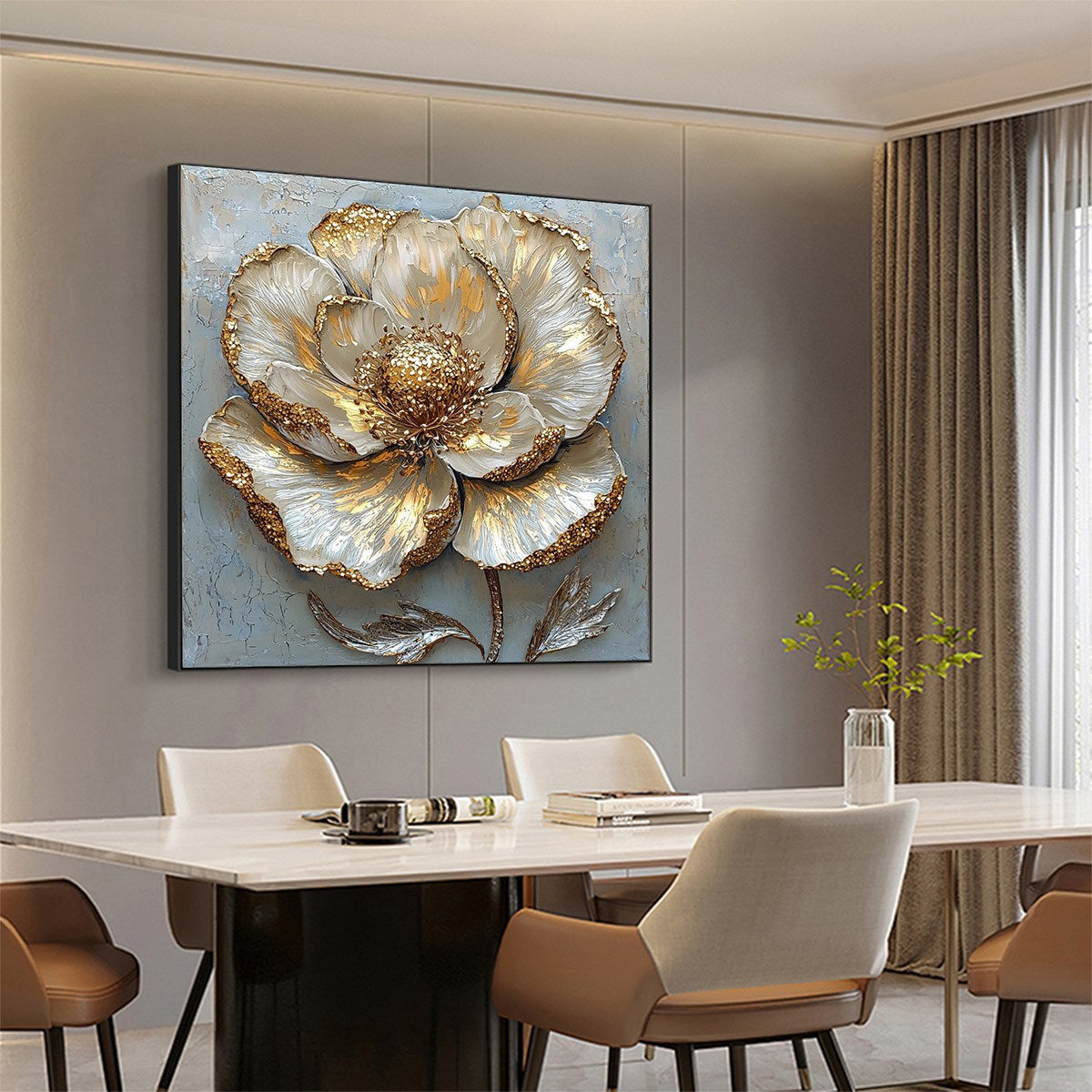Golden Bloom – Floral Impasto Oil Painting, view 5