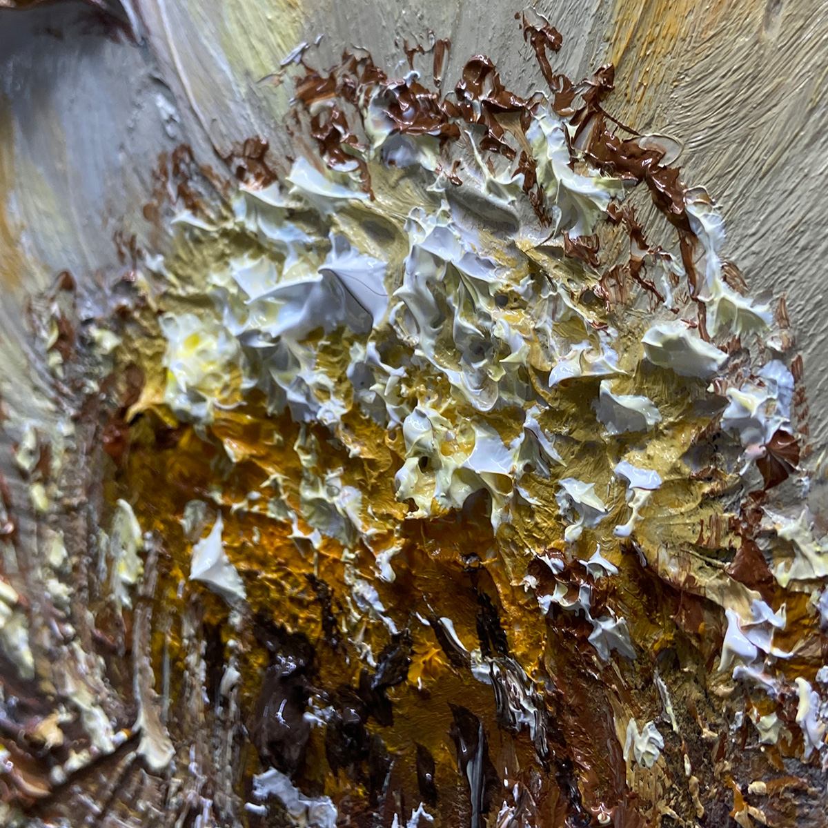 Golden Bloom – Floral Impasto Oil Painting, view 4