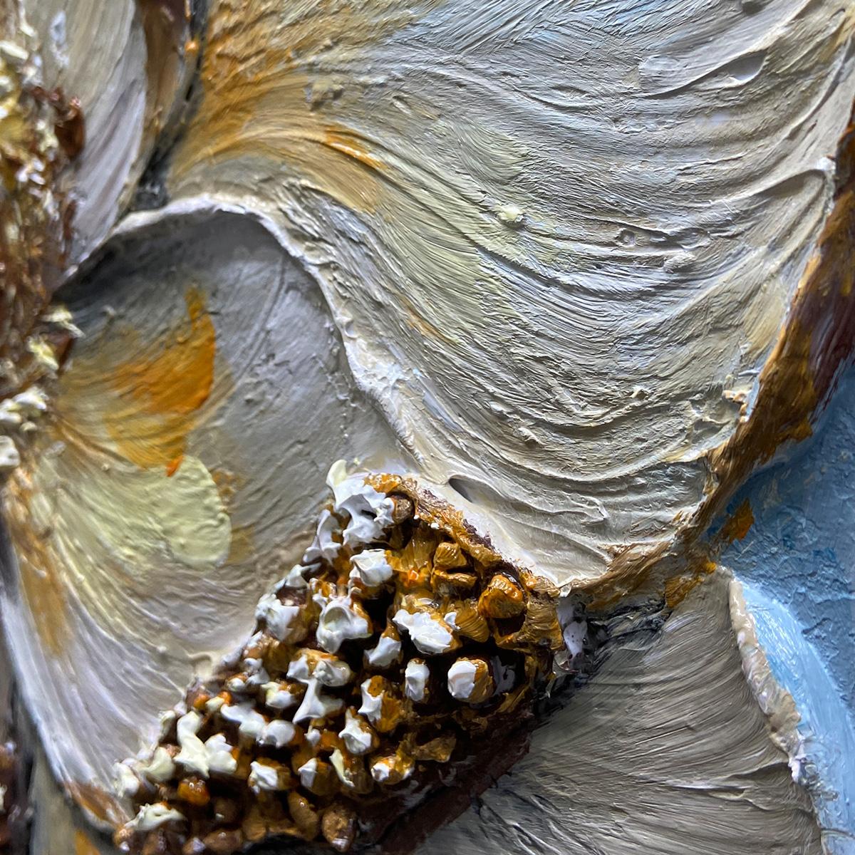 Gold Floral Impasto Oil Painting – Golden Bloom
