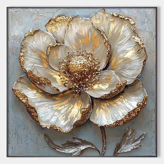 Golden Bloom – Floral Impasto Oil Painting, view 1
