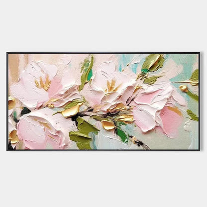 Golden Blush – Floral Impasto Painting, view 1