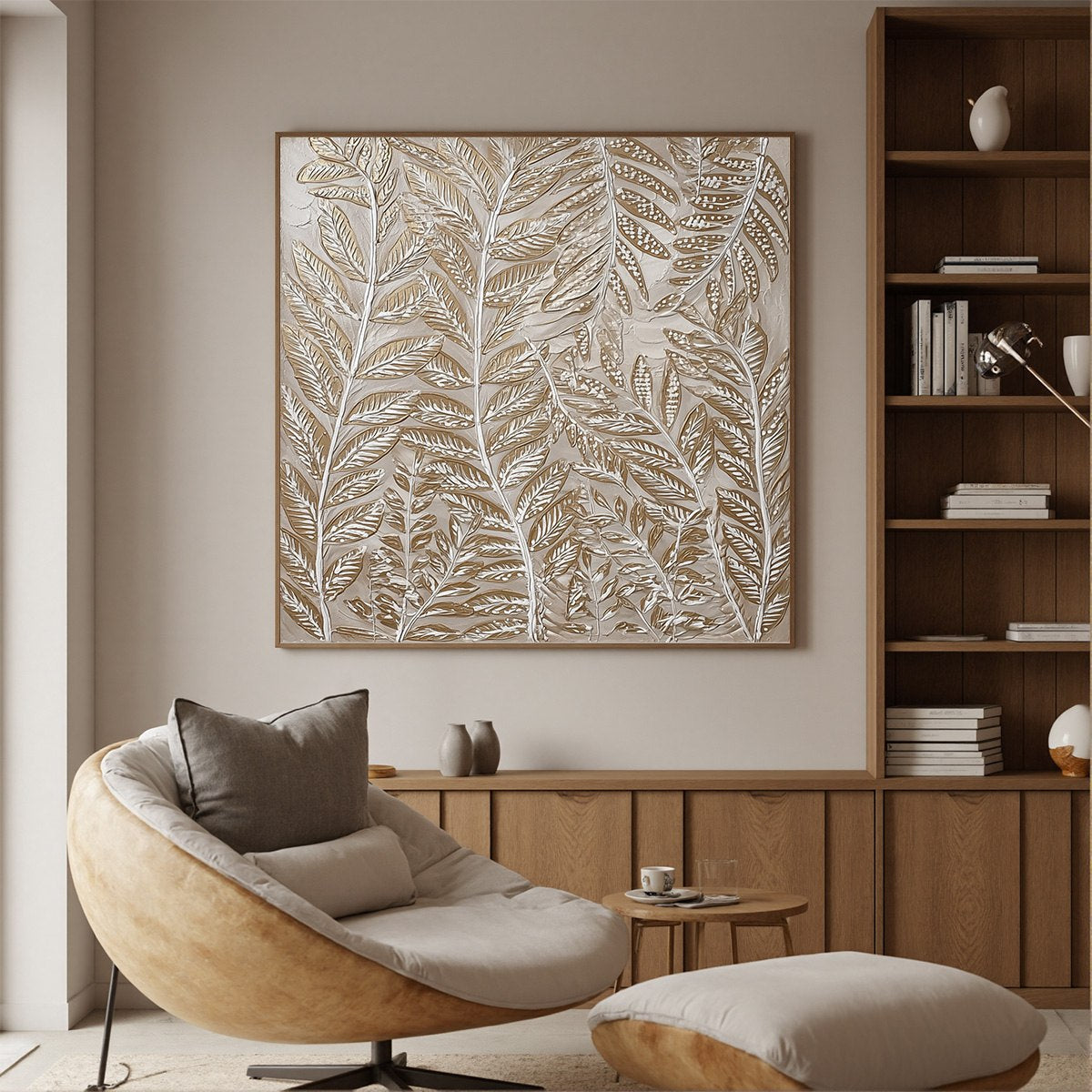 Golden Botanicals – Wabi-Sabi Botanical Oil Painting, view 2