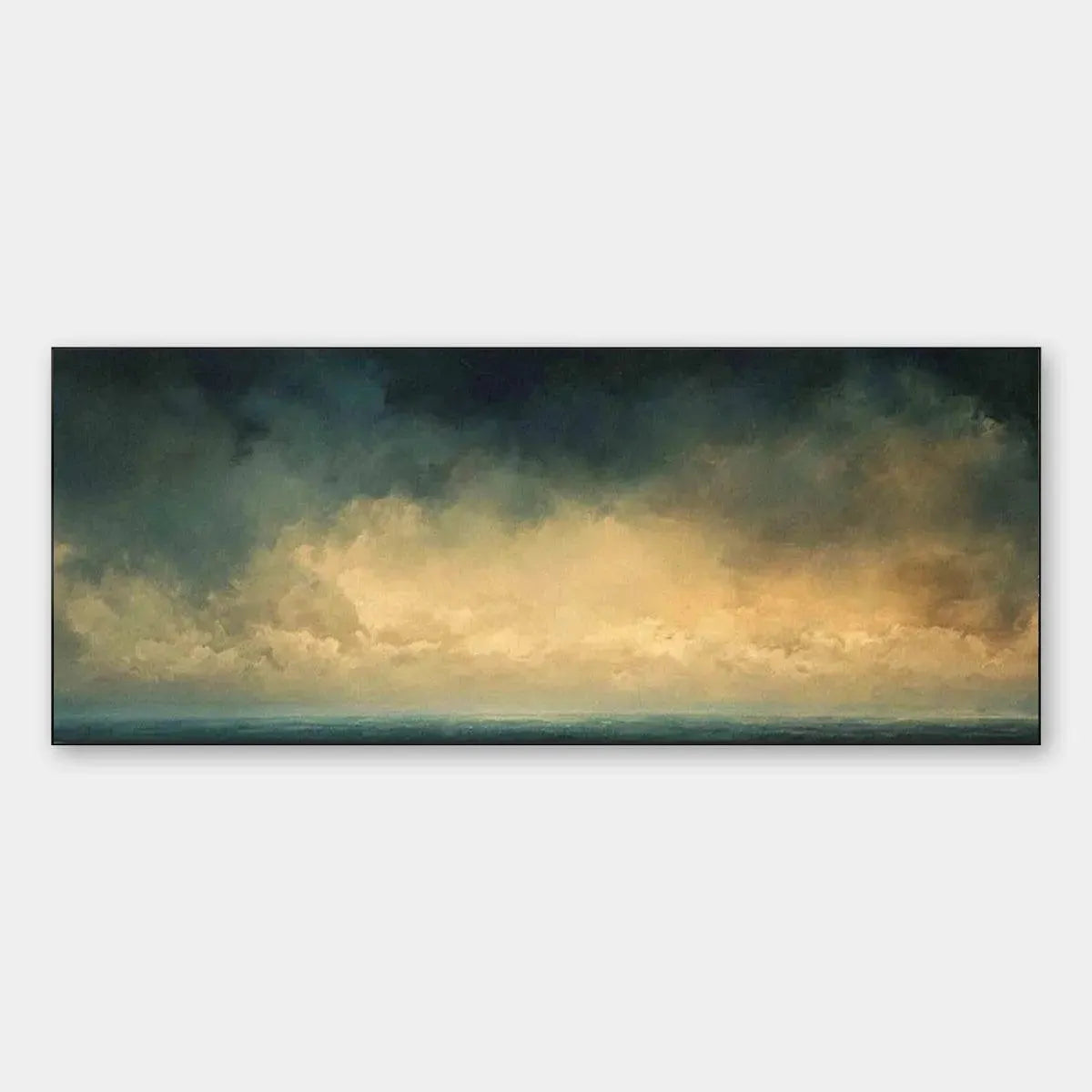 Golden Clouds hand-painted gold and ivory textured seascape painting rolled canvas option