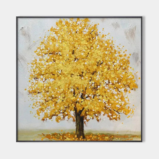 Golden Majesty hand-painted gold and ivory textured tree painting rolled canvas option