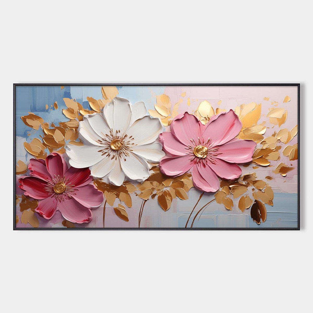 Golden Petals – Floral Textured Oil Painting, view 1