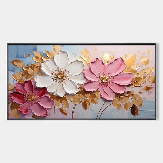 Golden Petals – Floral Textured Oil Painting, view 1