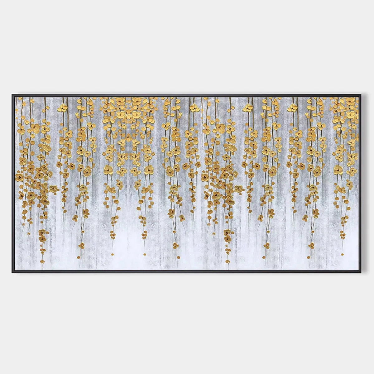 Golden Rain – Minimalist Floral Oil Painting, view 1