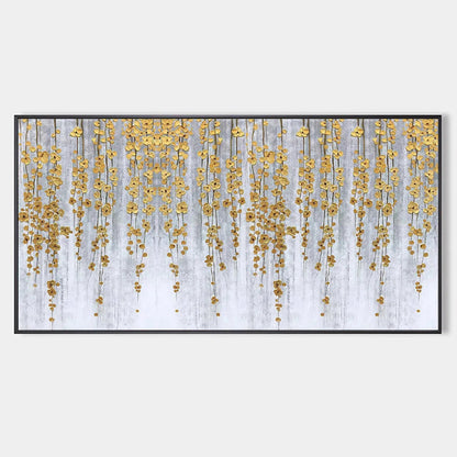 Golden Rain – Minimalist Floral Oil Painting, view 1