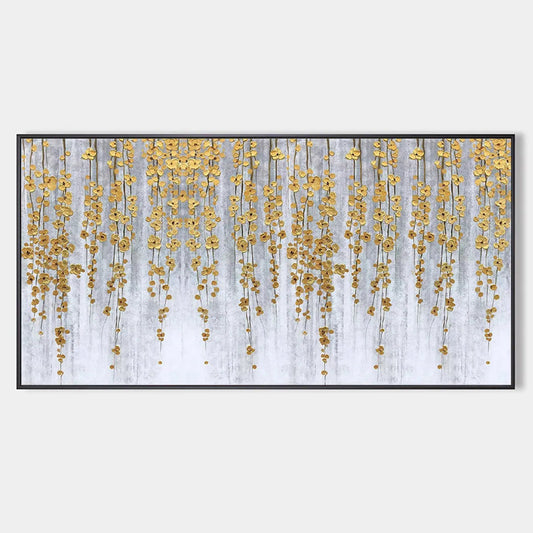 Golden Rain – Minimalist Floral Oil Painting, view 1