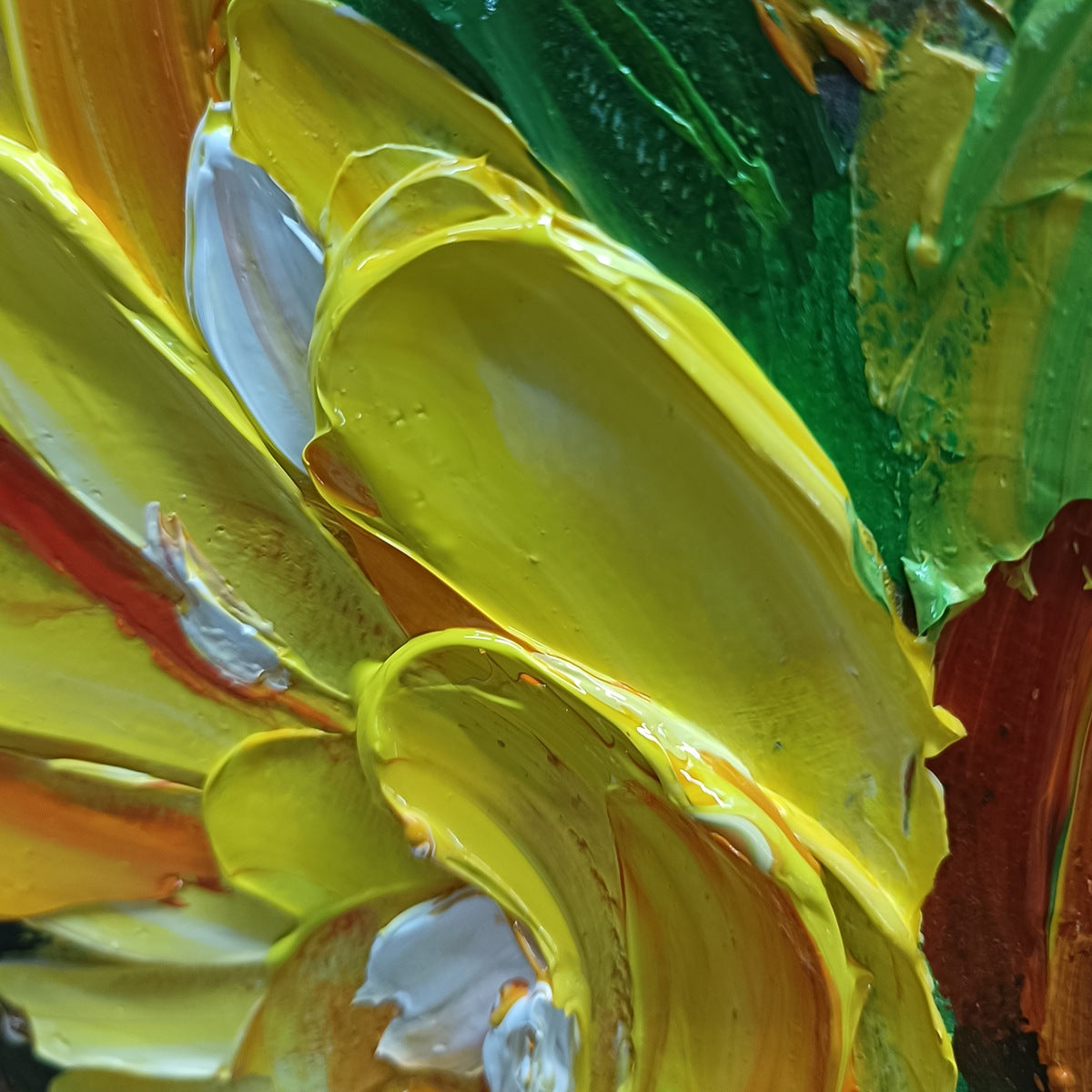 Gold Sunflower Impasto Oil Painting – Golden Trio