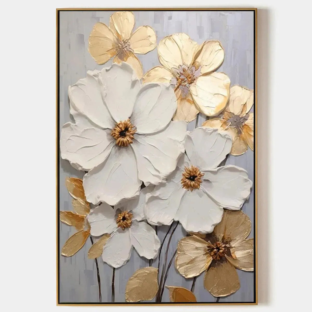Golden Whispers – Floral Impasto Painting, view 1