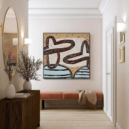 Blue and White Wabi-Sabi Figurative Oil Painting – Grounded Flow