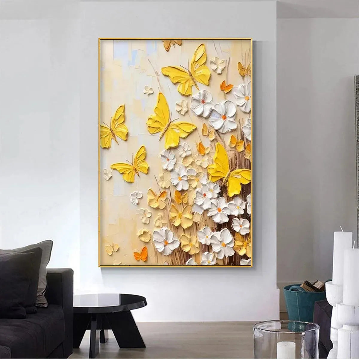 Gold and Yellow Butterfly Impasto Painting – Golden Butterflies