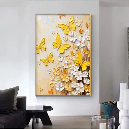 Gold and Yellow Butterfly Impasto Painting – Golden Butterflies