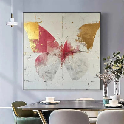 Gold and Pink Butterfly Oil Painting – Golden Butterfly