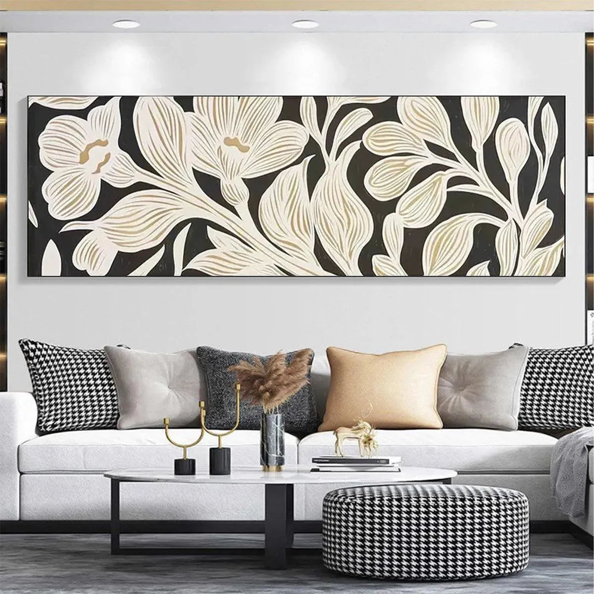 Golden Floral Panoramic – Floral Painting, view 2