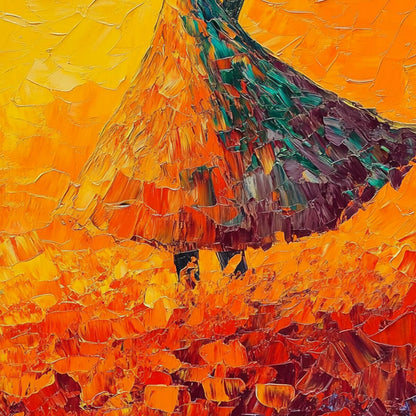 Gold Figurative Impasto Oil Painting – Golden Hour Grace