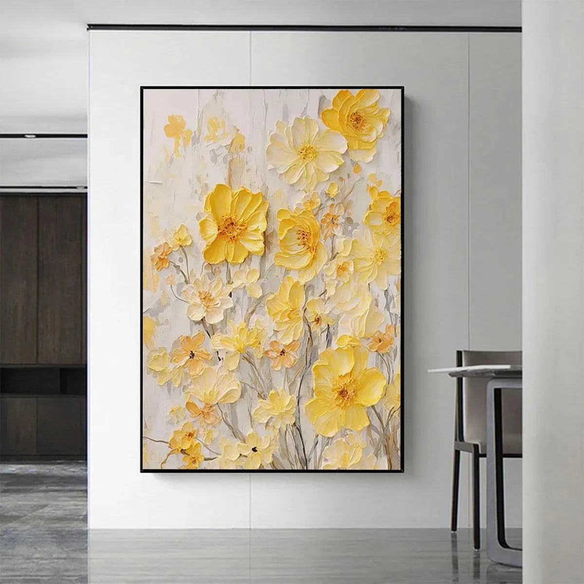 Gold and Yellow Sunflower Impasto Painting – Golden Sunflowers