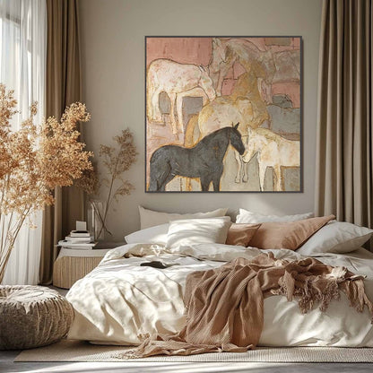 Herd Whispers – Horse Impasto Oil Painting, view 5