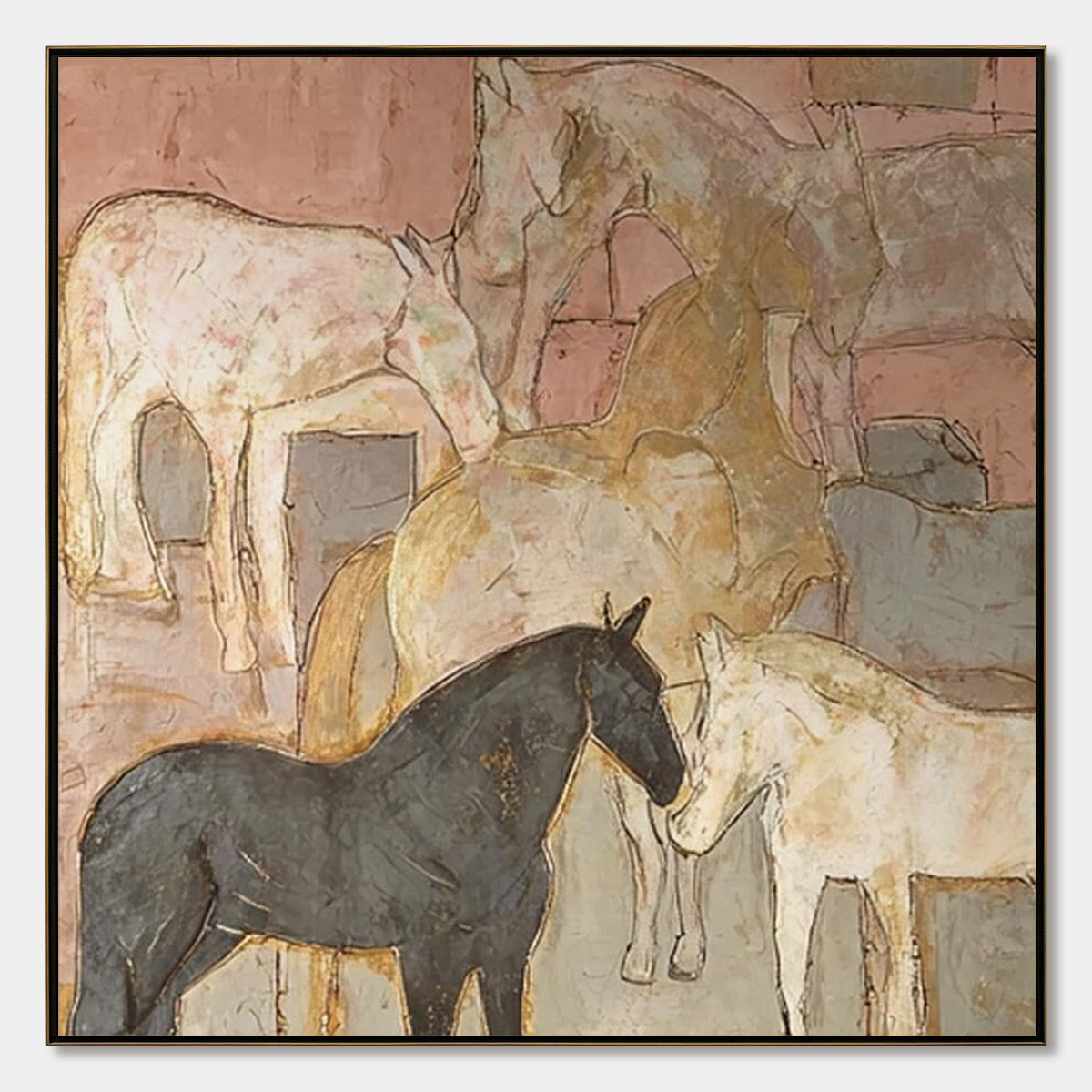 Herd Whispers – Horse Impasto Oil Painting, view 1
