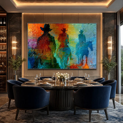 Horizon Riders – Figurative Palette Knife Oil Painting, view 5