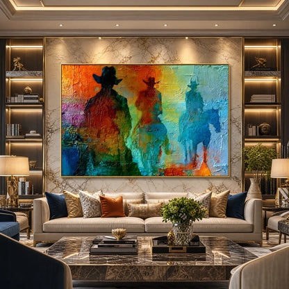 Horizon Riders – Figurative Palette Knife Oil Painting, view 4