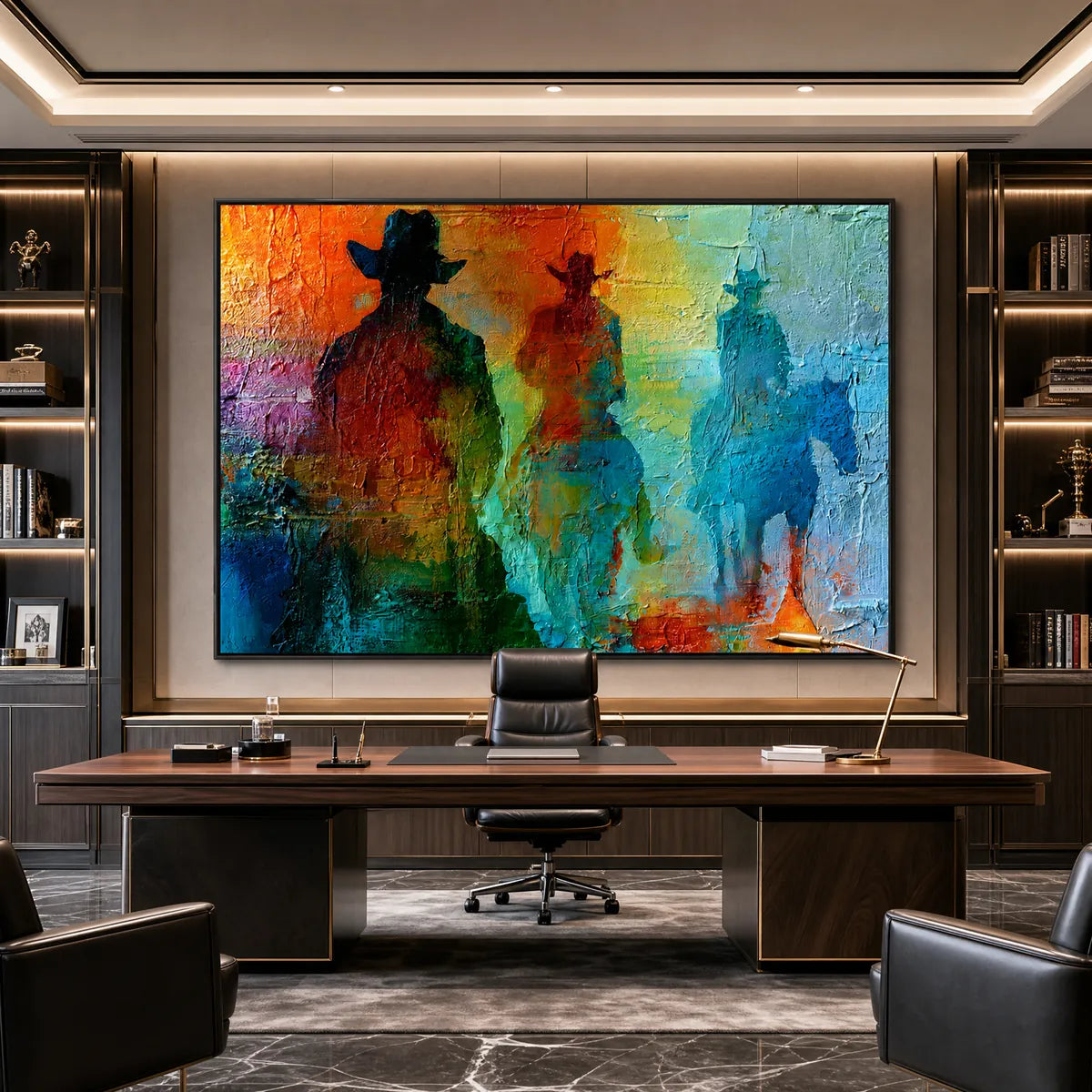Horizon Riders – Figurative Palette Knife Oil Painting, view 2