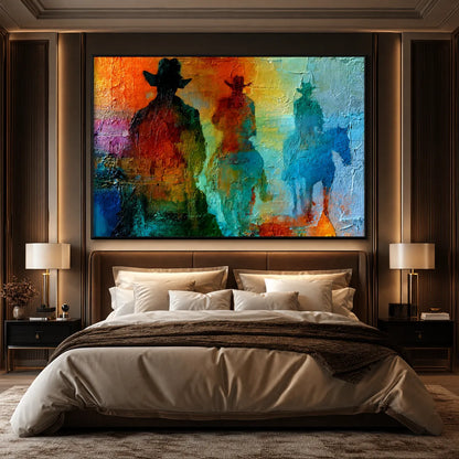 Abstract Figurative Palette Knife Oil Painting – Horizon Riders