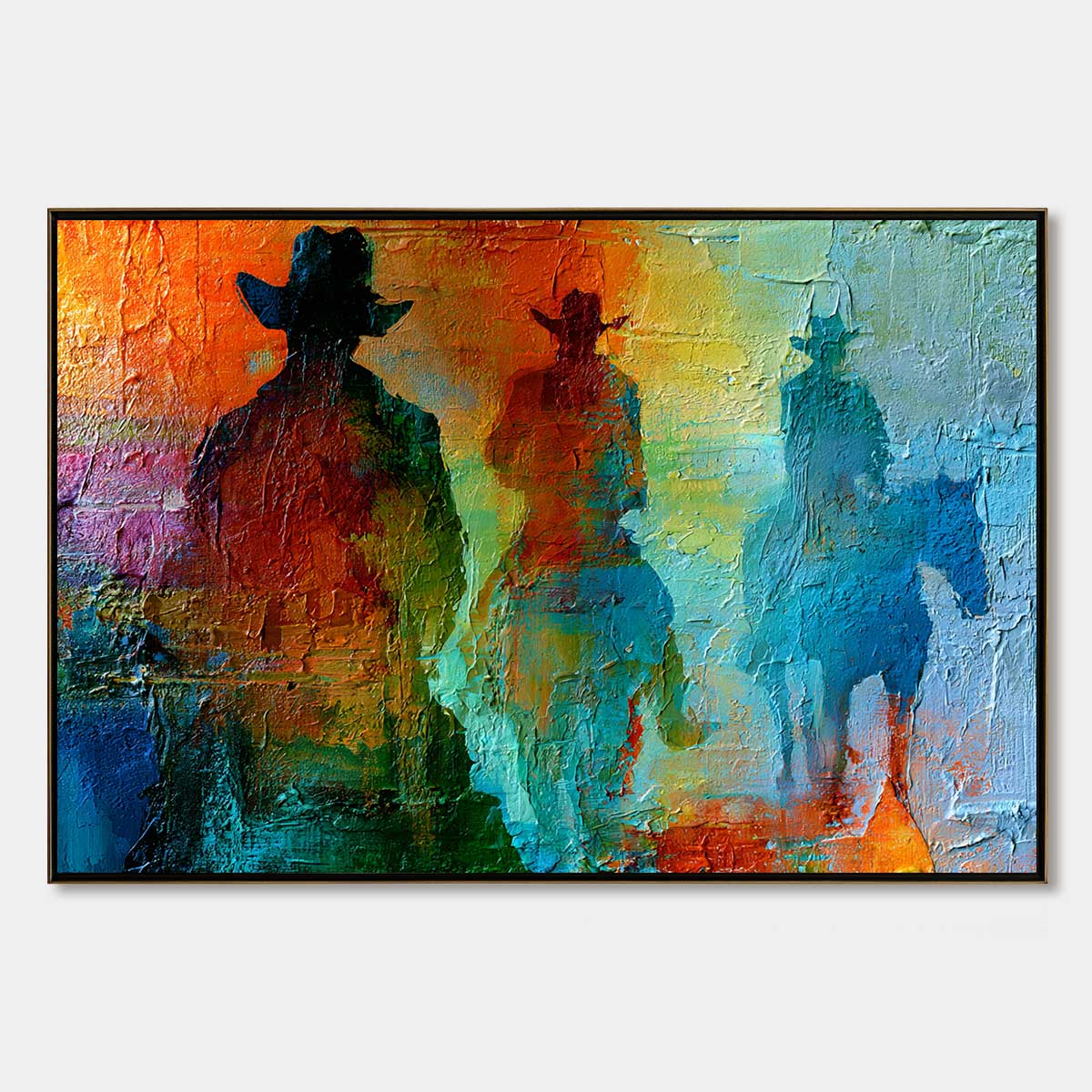 Horizon Riders – Figurative Palette Knife Oil Painting, view 1