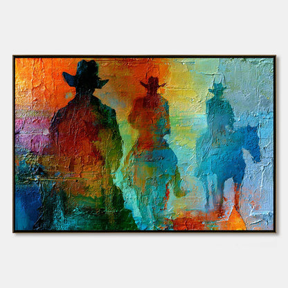 Horizon Riders – Figurative Palette Knife Oil Painting, view 1