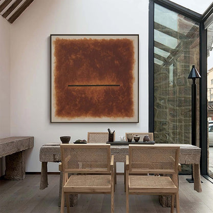 Brown Wabi-Sabi Abstract Textured Oil Painting – Horizon