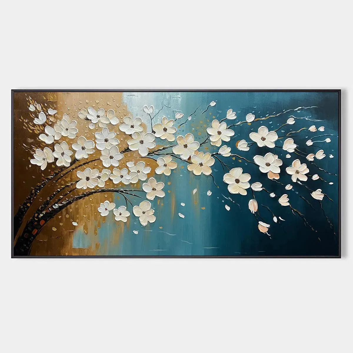Blue & Gold – Floral Oil Painting, view 1